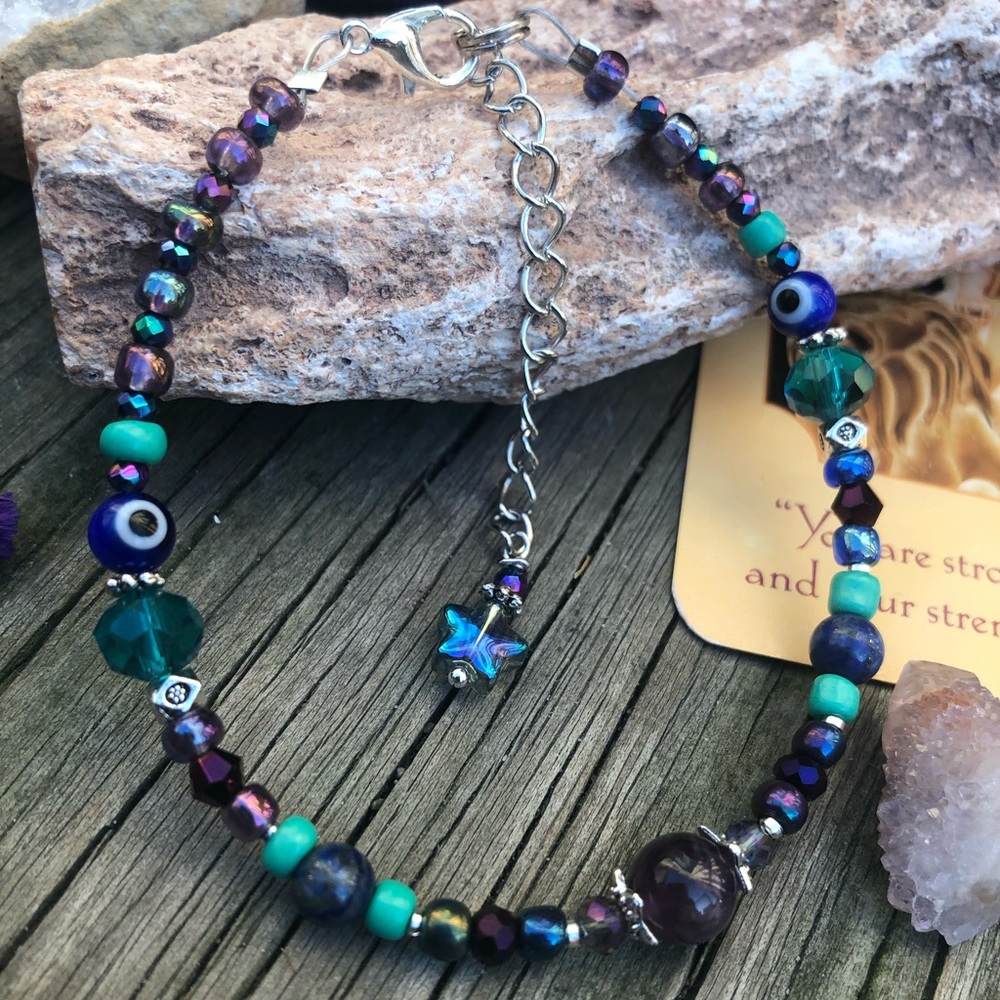 Circe Asteroid Goddess Genuine Gemstone Beaded Anklet